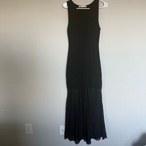 ZARA Black Maxi Dress Sheer Hem